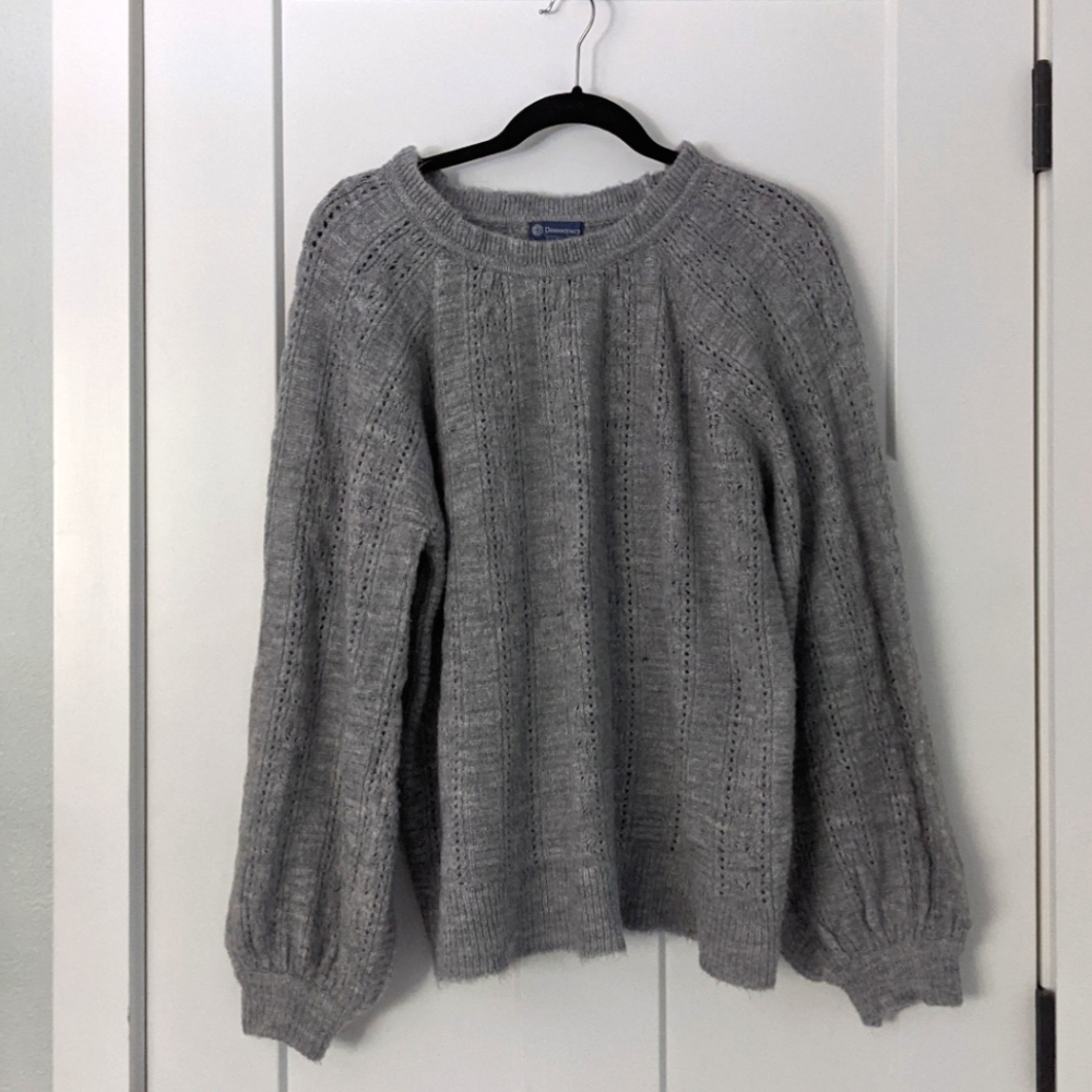 Balloon Sleeve Grey Sweater